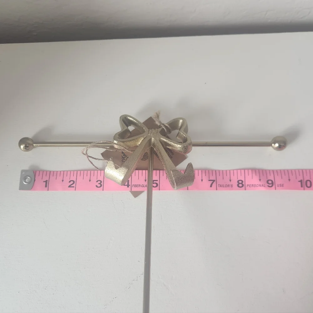 Gold Bow Jewelry Organizer Or Hand Towel Holder With White Marble Base